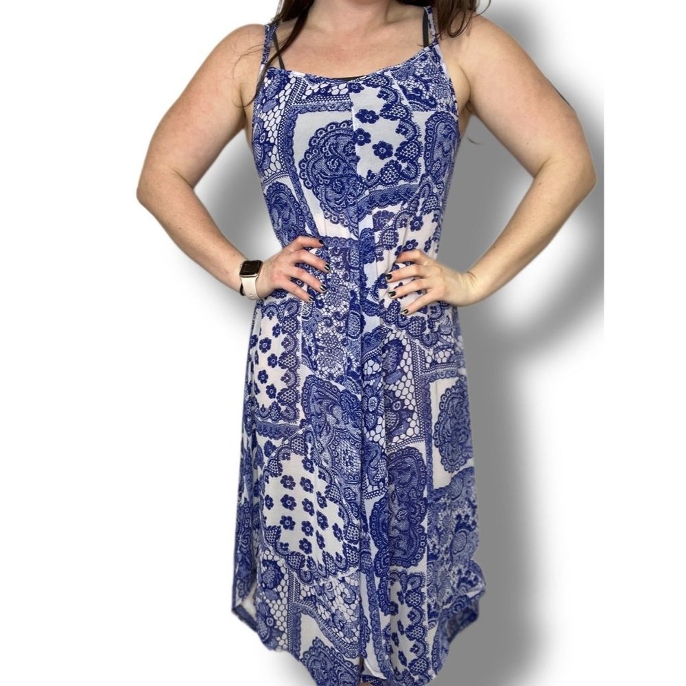 Altar’d State Semi-Sheer Maxi Dress in Blue China New With Tags Size Small